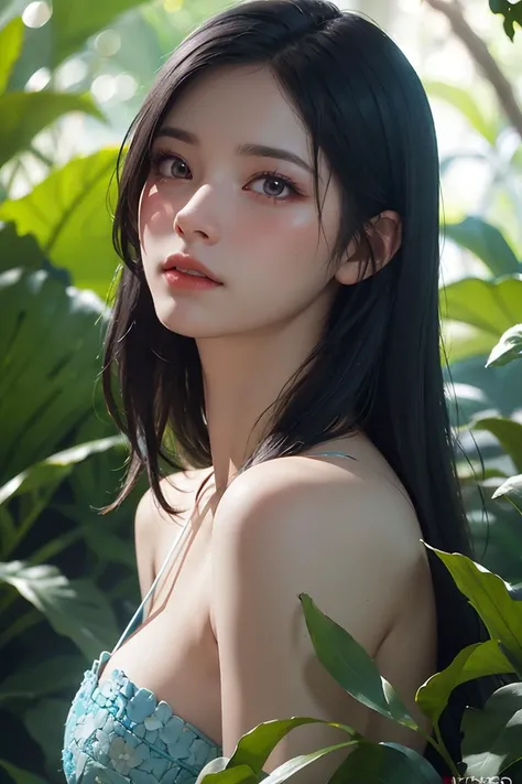 ashion photography portrait of blue human avatar, in blue lush jungle with flowers and birds, 3d render, cgi, symetrical, octane render, 35mm, bokeh, 9:16, (intricate details:1.12), hdr, (intricate details, hyperdetailed:1.15), (natural skin texture, hyperrealism, soft light, sharp:1.2)
