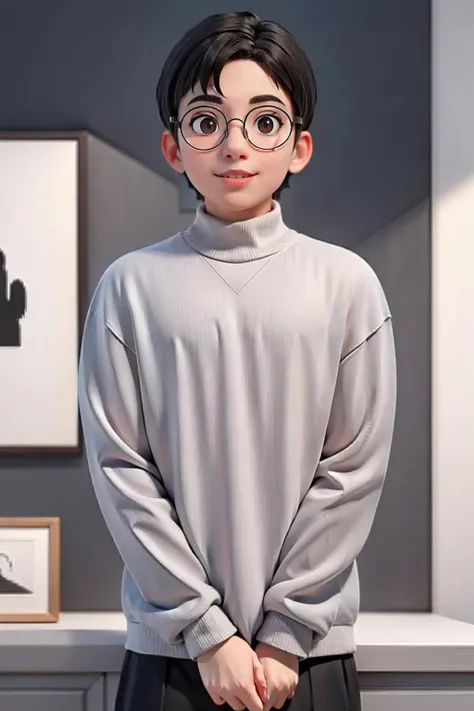 (simple background:1.2),(poster design:1.2),magazine photography style,uniformly staged images,flat yet expressive,visual impact,dramatic and tension,cinematic lighting effects,vivid color,(grey hued casual wear,turtleneck knitwear,round glasses,1 old man,mature male:1.2),standing,light smile,wind effect,cactus potted plant on balcony,targeted lighting,moody lighting,atmosphere depth of field,C4D renderer,super vista,super wide Angle,<lora:IPrenwu_12:0.8>,dynamic pose,masterpiece,high quality,