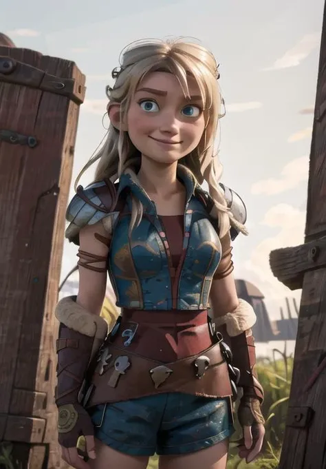 <lora:astrid_hofferson:0.8>, astrid_hofferson, smirk, (masterpiece, best quality, absurdres, detailed, ultra-detailed:1.3)