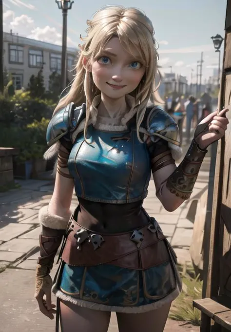 <lora:astrid_hofferson:0.8>, astrid_hofferson, smile, (masterpiece, best quality, absurdres, detailed, ultra-detailed:1.3)