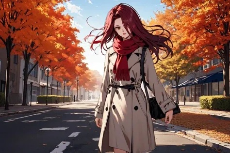 (RAW photo, best quality), 1girl, natural lighting, outdoor,
<lora:yuyu_ruka_v1_2-000004:1>, ruka,
autumn, windy, city street, scarf, trench coat,