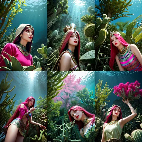 (otherworldly, otherworldly atmosphere, otherworldly appearance), highly insanely detailed, masterpiece, top quality, best quality, highres, 4k, 8k, RAW photo, collar, earrings, jewelry, necklace, armlet,
(long_hair, long hair, random colors cloth, random colors hair, random long hair, dynamic hair, glowing hair, hair over one eye),
(eyelashes, eyeliner, eyeshadow, eyelashes),
pink lipstick,
natural makeup,
((ancient egyptian theme:1.2)), golden ornaments,
1girl, (portrait:0.4), nsfw,
((desert, Mexico, cacti, underwater)),
a grove of mechanical trees swaying to the rhythm of coded breezes, (tranquil:0.6), (serene:0.5),
long messy hair,
1girl, (from below),
<lora:0151 Girl in transparent raincoat_v1:0.8>, ruanyi0151, see-through, raincoat, long sleeves, (hood), sneakers, nude, squatting cowgirl position, spread legs,
(moss vines), (fantasy world)