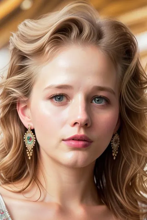 stunning medium photo of (emb-bortich), (jewelry,diadema, peersing,rectangle earrings , minidress), (worried look:0), ((casino)), RAW, best quality, masterpiece, ultra-detailed, realism, (extremely detailed eyes, extremely detailed face), detailed skin, textured skin, insane details, soft lighting, UHD, looking at viewer, intricate details, sharp focus, absurdres, highres, style by Albert Lynch, bold, bright colours, by Laia Abril , (watercolor_medium, brush strokes, painting:1), from front