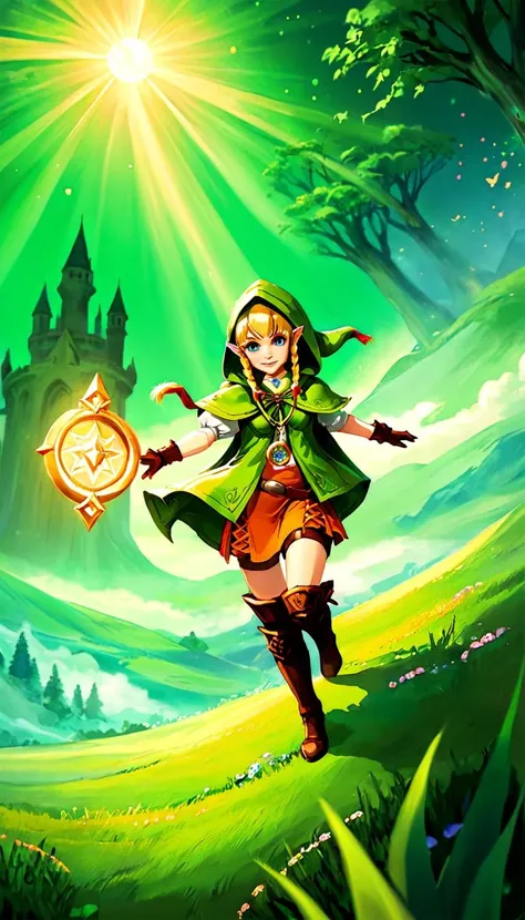 ethereal fantasy concept art of Linkle, extremely beautiful glowing piercing eyes, cinematic scene, hero view, action pose, scenery, detailed background, vivid, masterpiece, best quality, high quality, absurdres <lora:linkle_xl_v1:1> . magnificent, celestial, ethereal, painterly, epic, majestic, magical, fantasy art, cover art, dreamy