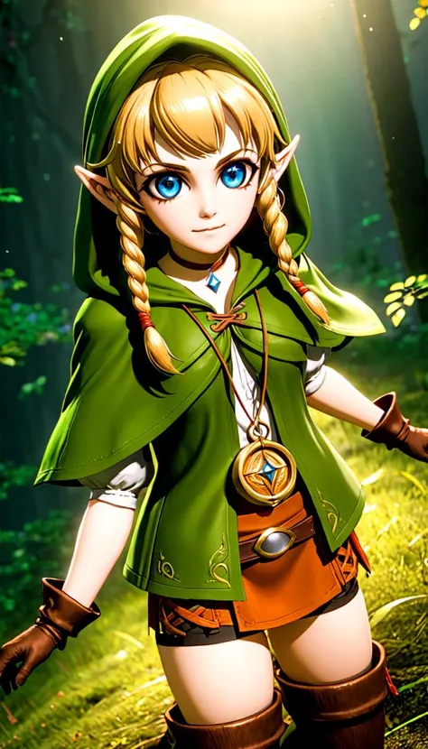 professional 3d model Linkle, extremely beautiful glowing piercing eyes, cinematic scene, hero view, action pose, scenery, detailed background, vivid, masterpiece, best quality, high quality, absurdres  <lora:linkle_xl_v1:1> . octane render, highly detailed, volumetric, dramatic lighting