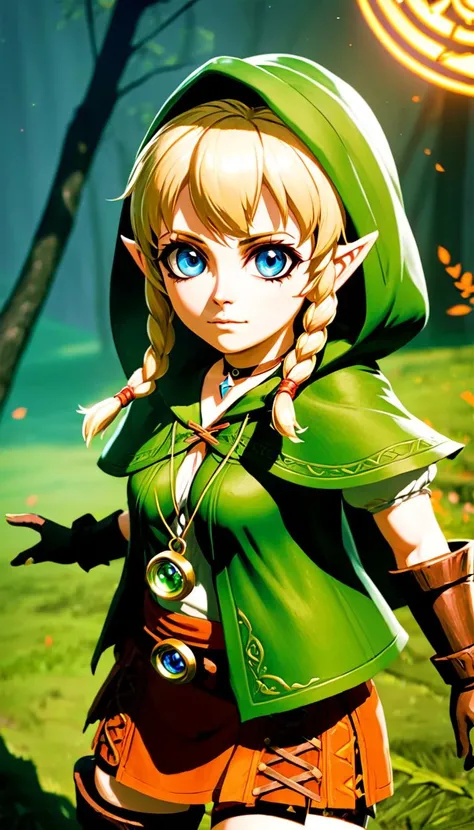 Linkle, extremely beautiful glowing piercing eyes, cinematic scene, hero view, action pose, scenery, detailed background, vivid, masterpiece, best quality, high quality, absurdres <lora:linkle_xl_v1:1>