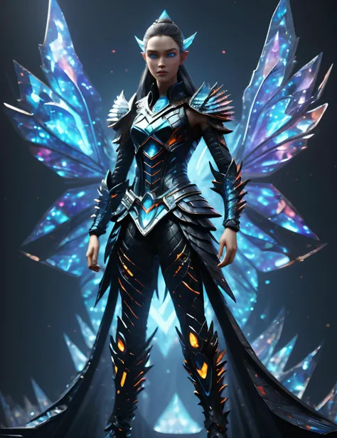 ((best quality)), ((masterpiece)), ((realistic,digital art)), (hyper detailed), full body shot of Twenty-something Graceful, Sub-Saharan African, Deep blue eyes, Folded Ears, Tapered Chin, Pointed Jaw, Square face shape with Angular Jaw, , Auburn Spiky textured hair hair, Cry, wearing F43Arm0r, Aurora Borealis Arch,Urban Murmur, sci-fi,tech, futuristic,octane rendering, raytracing, volumetric lighting, Backlit,Rim Lighting, 8K, HDR, <lora:Fae_Armor-000008:1>