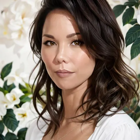 ((1girl)), portrait of Lexa Doig, floral background, (masterpiece, extremely detailed skin, photorealistic) ,  <lora:lexadoig:0.8>