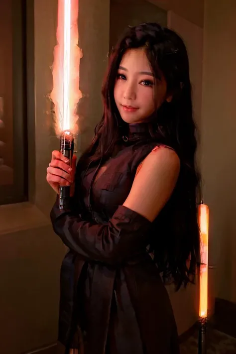 <lora:Lucyinthe_v4-10:0.8>, Lucyinthe, photo of a beautiful girl, looking at the camera, smile,
woman dressed in sthoutfit, on lava, black hair, holding lightsaber <lora:sthoutfitV2:0.7>