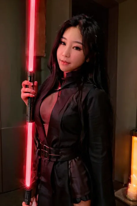 <lora:Lucyinthe_v4-10:0.8>, Lucyinthe, photo of a beautiful girl, looking at the camera, smile,
woman dressed in sthoutfit, on lava, black hair, holding lightsaber <lora:sthoutfitV2:0.7>