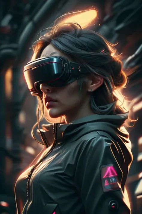 (Photo:1.3) of (Ultrarealistic:1.3) woman, <lora:head-mounted display3:1> head-mounted display, <lora:CyberPunkAI:0.8> CyberpunkAI, neon, <lora:Plastic coat_20230530052249:0.8> Plastic raincoat, Translucent material, Functional sense, see-through,Highly Detailed, RAW candid cinema, 16mm, color graded portra 400 film, remarkable color, ultra realistic, textured skin, remarkable detailed pupils, realistic dull skin noise, visible skin detail, skin fuzz, dry skin, shot with cinematic camera