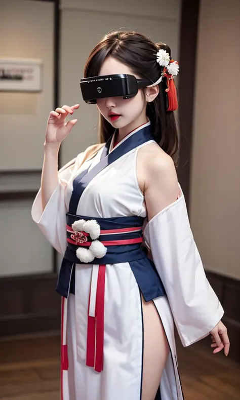 heart-shaped head-mounted display, cowboy shot,punk,hanfu, masterpiece,1girl,cute <lora:conceptHeadMounted_v10:1>
