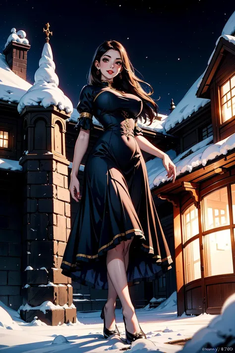 (( from below, feet focus:1)), full body, (night time), starry sky, victorian architecture, (garden view), nature, flowers, large balcony, 1girl, beautiful, beauty, huge breast, sagging breast, detailed face, detailed eyes, jet black hair, long hair, crimson red eyes, (red lips), slihtly make up, snow white skin, shiny skin, (dark blue dress), one piece dress, eleborate dress, sitting on the balcony, (sincere smile), looking at viewer, (mater piece, best quality, 8K, UHD, extreme detailed description, professional, studio lighting, sharp focus, natural lighting, highres, ultra detailed 8K CG, perfect lighting, exremely detailed background, eleborate atmosphere:0.75, fantastical colors, vivid colors, soft HDR), <lora:AlphaTEIS_NDV-10:0.55>