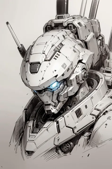 penSketch_style, monochrome, ink sketch,high quality,masterpiece, 1boy,mecha,robot, <lora:pensketch_without_pen_lora:0.6>