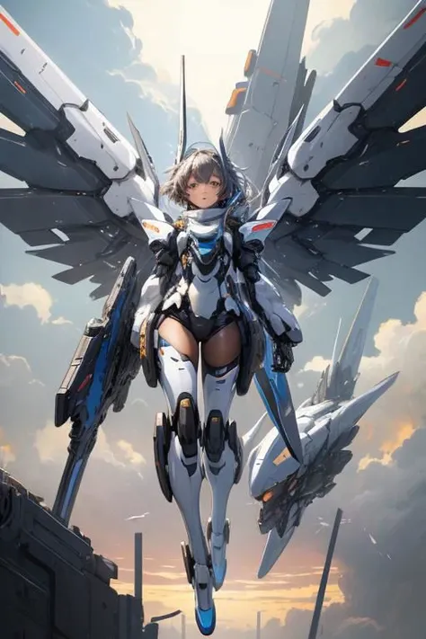 mecha,1girl,full body,<lora:mechanical_wings-000007:1>,mechanical_wings,thrusters,sky,cloudy sky,(masterpiece, best quality, high quality, highres, ultra-detailed),<lora:GoodHands-beta2:1>,