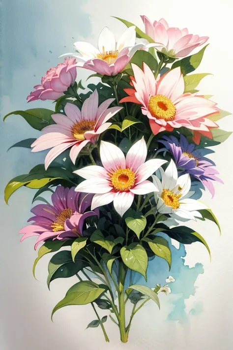 (masterpiece, beat quality, official art, watercolor sketch), a flower