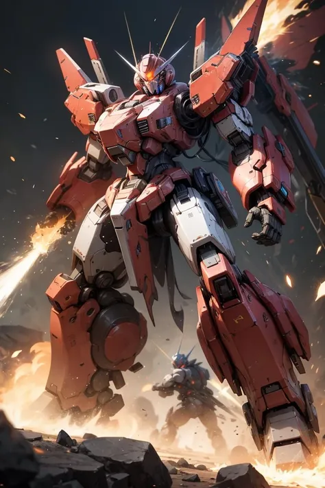 light particles, battle mech,scifi,