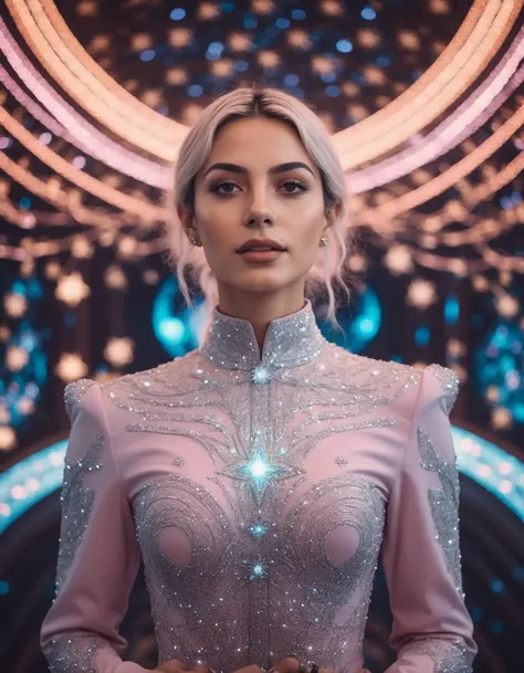 cinematic photo ((ohwx woman)) in the universe experiencing itself., Universe fulfilling the body, fantasy, renaissance aesthetic, Star trek aesthetic, pastel colors aesthetic, intricate fashion clothing, highly detailed, surrealistic, digital painting, concept art, sharp focus, illustration    <lora:emeraudetoubia_dh128_v1:1> . 35mm photograph, film, bokeh, professional, 4k, highly detailed