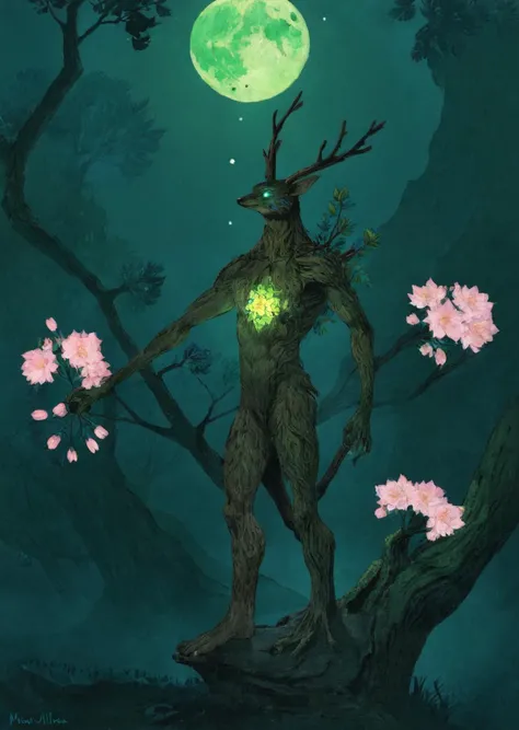 mgcilu, watseixl
triadic color palleted,
a forest guardian with a tree-like lower body, bark skin, and luminous blossom-tipped fingers, guiding and protecting the mystical woodland.
night MOON
[(details:1.2): [ (many small details:1.3) : [ (many ultrasmall details: 1.2):(very detailed ultrasmall edges and microrelief:1.5):0.7 ]: 0.4 ] :0.2]
 <lora:watseixlv3:0.7>
 <lora:tag is mgcpnt:0.7>