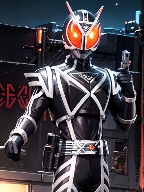 (extremely detailed CG), (best quality), 1boy,male focus,, perfect face, shiny skin, lustrous skin, <lora:Delta-10:0.8> Delta, mask,gloves,helmet,rider belt, black bodysuit, antennae,bodysuit, belt,armor, city background, clenched hands, looking at viewer, pointing gun at viewer,nightsky,