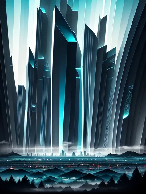 bizhibowen,Distorted buildings, neon lights, fog<lora:bizhibowen-14:0.8>