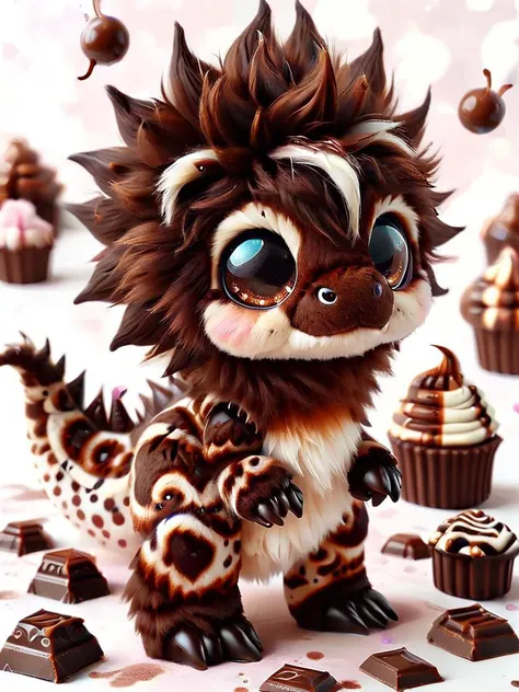 ral-smoldino, a chocolate fur style dinosaur <lora:ral-smoldino:1>