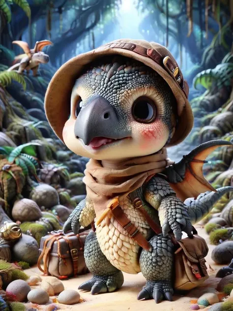 ral-smoldino, a dinosaur in adventurer outfit <lora:ral-smoldino:1>