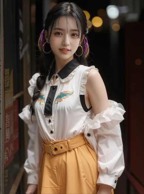 (bokeh:1.2),<lora:jirai_v2:1>,(jirai fashion),Purple,(yellow cloth),Street wear,pink,(Fluorescent purple),Hip-hop outfit,
reggae hairstyle,Dreadlocks,(simple background:1.4),
Bright colors,details,
Atmosphere,clear,sharp,Photorealistic portraits,4k,high quality,masterpiece,high res,<lora:ClothingAdjuster3:-0.3>,<lora:AdvancedEnhancer:1>,