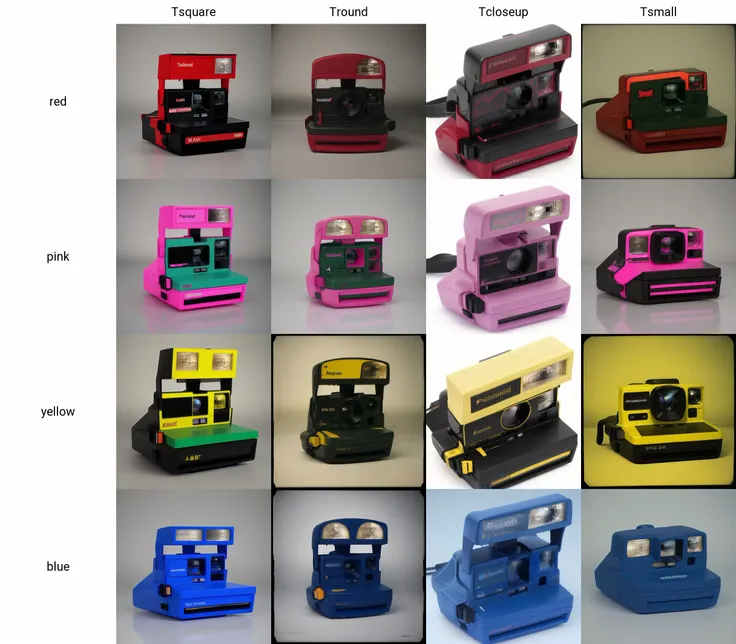 Tsquare,a red polaroid with a lens and flash,polaroid,camera,photorealistic, <lora:Polaroid3:0.9>