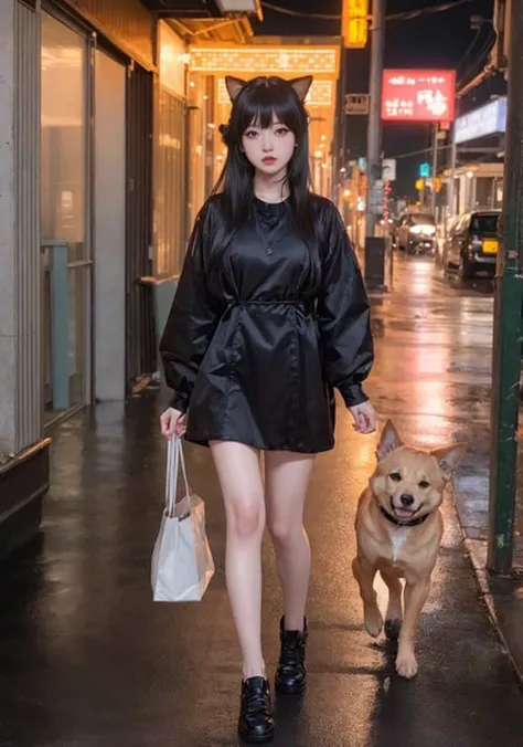(8k, RAW photo, highly sensitive, best quality, masterpiece, ultra high res, photorealistic:1.25),full body, dog ears, night, raining, walking, city light, <lora:yorBriarRealistic_v10:0.7> ulzzang-6500-v1.0.3