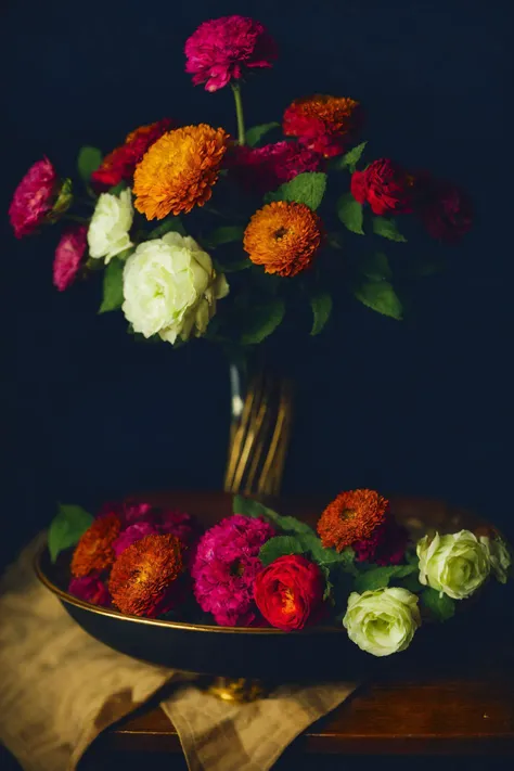 (masterpiece), (best quality), (still_life:1.3), no humans, Simple background, old, realistic, Rembrandt lights, 8K, Ultra-HD, hyper-realistic, vibrant, 8k, detailed, ultra detail, soothing tones, muted colors, fresh flowers,
<lora:still_life_v3:0.6>, <lora:LowRa:0.85>,