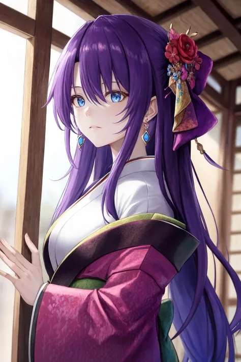 masterpiece, best quality, highres, 1girl earrings <lora:arthur_pencilgon_no_outfit:1> kimono