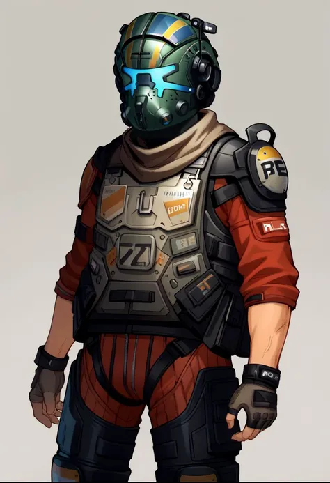 score_9, score_8_up, score_7_up, solo, male focus, 1boy, jackcooper, helmet, scarf, orange jumpsuit, bulletproof vest, tactical clothes, armor, fingerless gloves, looking at viewer, standing, indoors, science fiction, wires, cables <lora:style_tarakanovich_ponyXL:1> <lora:jackcooper-tif-richy-v1_pdxl:1>