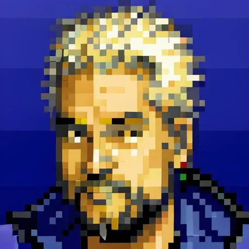<lora:Final Fantasy 6 Portraits - V1-000004:0.85> Final_Fantasy_6_portrait, SNES, low resolution, pixelart, blue background, <lora:guyfieri_v1:0.8> guyfieri man