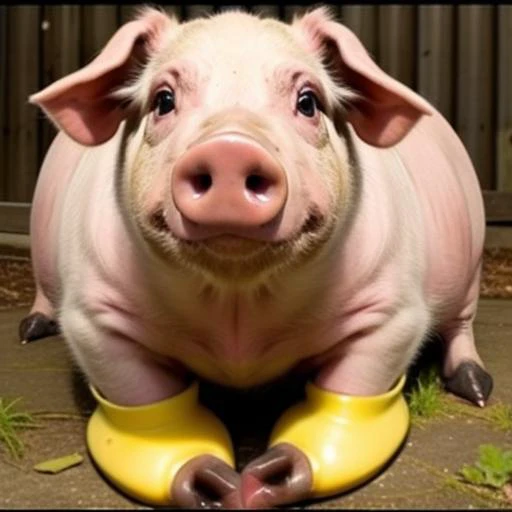 photo of a pig duck hybrid, duck bill, duck feet