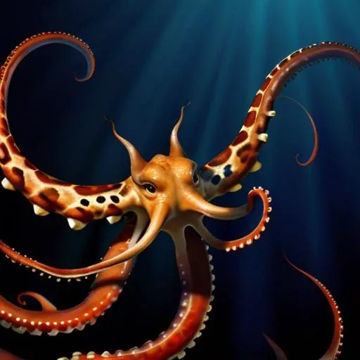 realistic photo of a very cute (giraffe) octopus hybrid