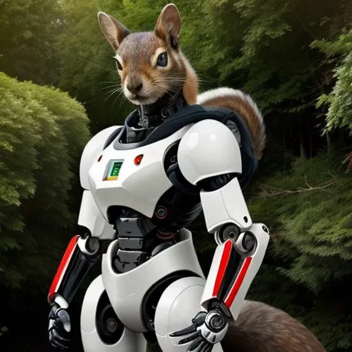 realistic photo of a squirrel robot hybrid