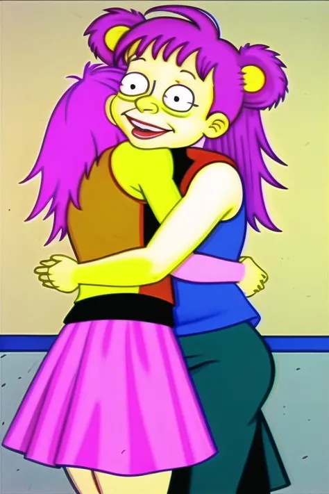 <lora:Rugrats_90s_Style:0.85> rugrats_style, 1girl, skirt, pink hair, black_eyes, sleeveless shirt, happy, hug bear, <lora:l_32:-0.45>,<lora:lcm_sd15_mini_6mb:1.0>