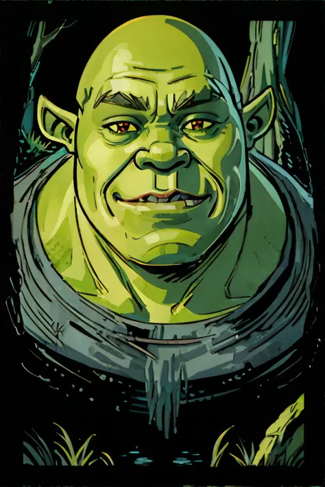 <lora:shrekdiffusion:0.6>, <lora:limitedblue:0.8>, limited palette, shrek, ogre, swamp || masterpiece, perfect quality, sharp focus, shallow depth of field, 8k