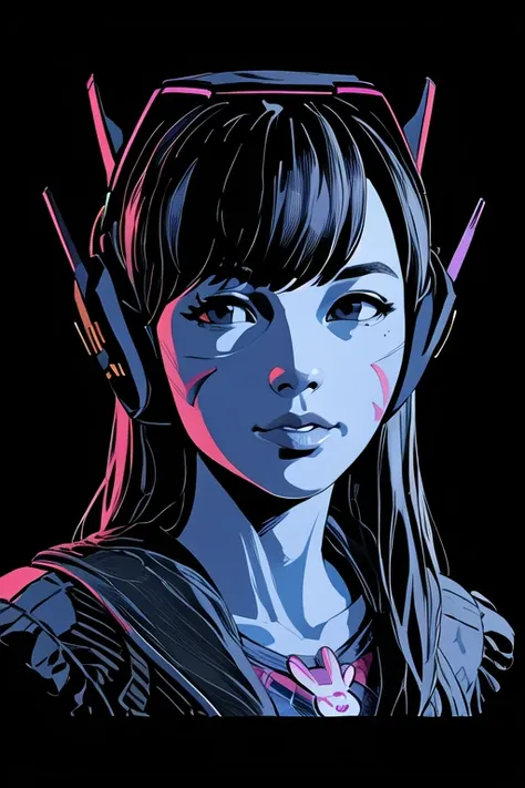 portrait, d.va, cherry blossoms in background, <lora:d.vaV1:0.7>, best quality, <lora:limitedBluePaletteLORA_v1:1>, limited palette