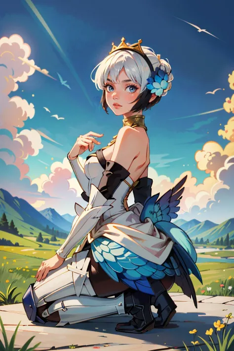 ( masterpiece, best quality, highres:1.3)
<lora:OdinSphereGwendolyn:0.8>
OdinSphereGwendolyn, 1girl, white hair, short hair, wings, stunning landscape, fantasy