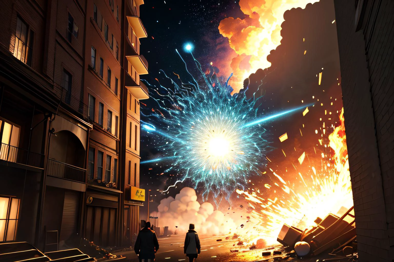((best quality)), ((masterpiece)), (detailed), (realistic), man 3D Modeling, grand, Eugene Atget, Anime, Explosion