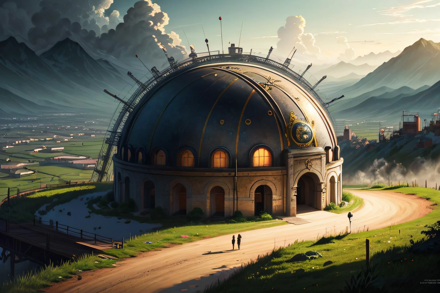 ((best quality)), ((masterpiece)), (detailed), (realistic), man Land Art, illuminated, Degas, Korean, Steampunk, Bend