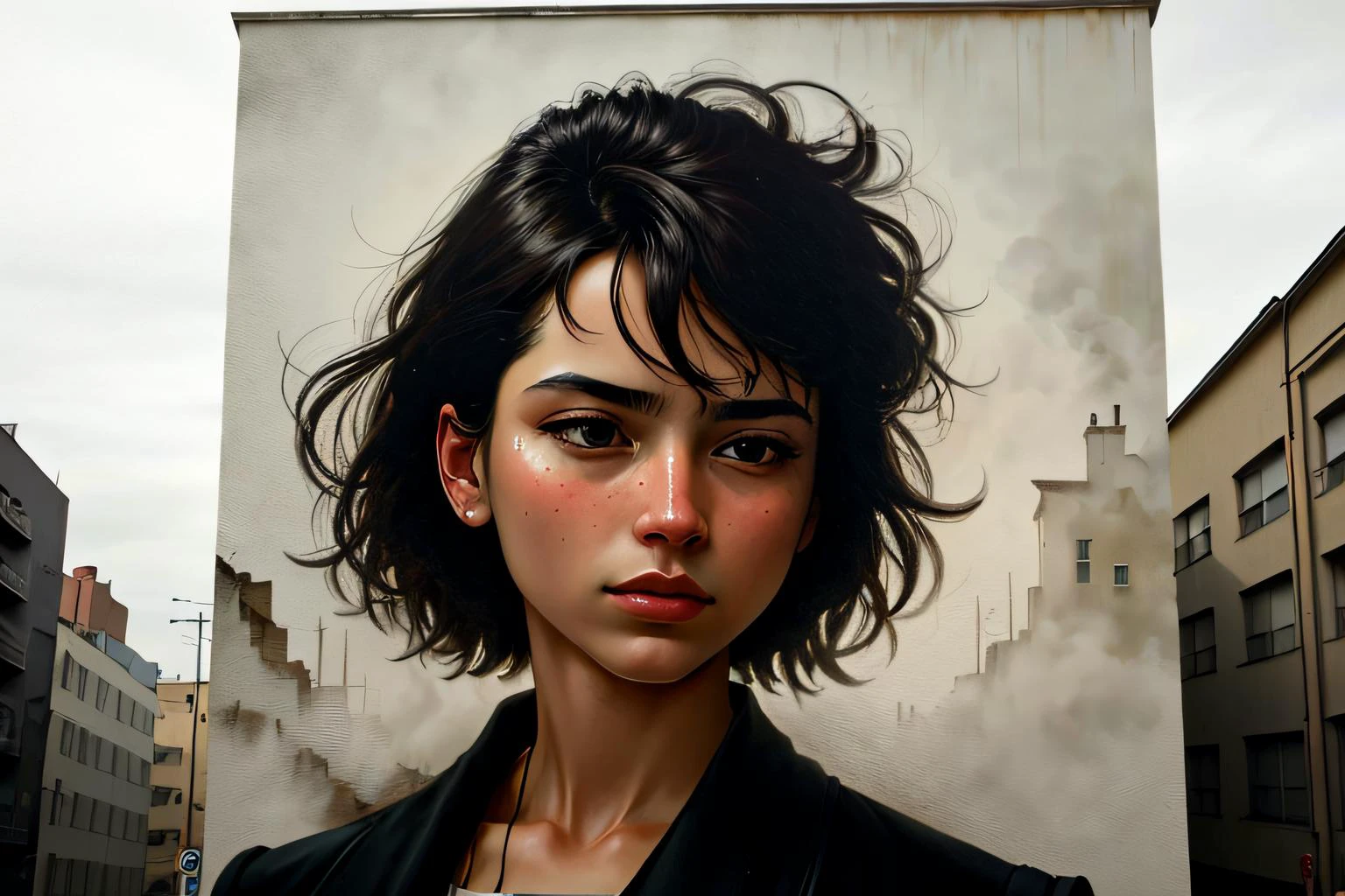 ((best quality)), ((masterpiece)), (detailed), (realistic), man Street Art, cinematic, Vettriano, Expressionistic, Fog