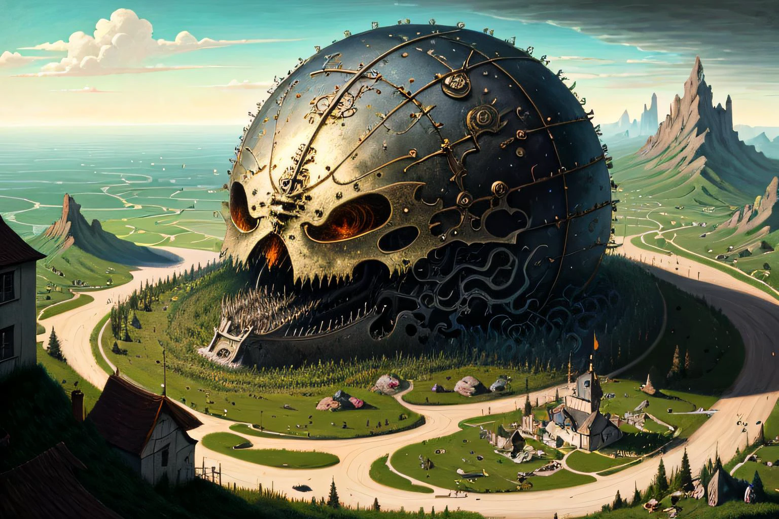 ((best quality)), ((masterpiece)), (detailed), (realistic), man Surrealist Art, Impressive, Bruegel, Surreal, Chaos, Metal