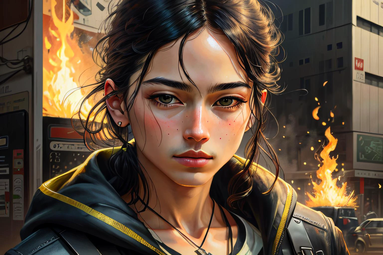 ((best quality)), ((masterpiece)), (detailed), (realistic), man modernism oil painting, intricate, Gauguin, Photorealistic, Cyberpunk, Flame