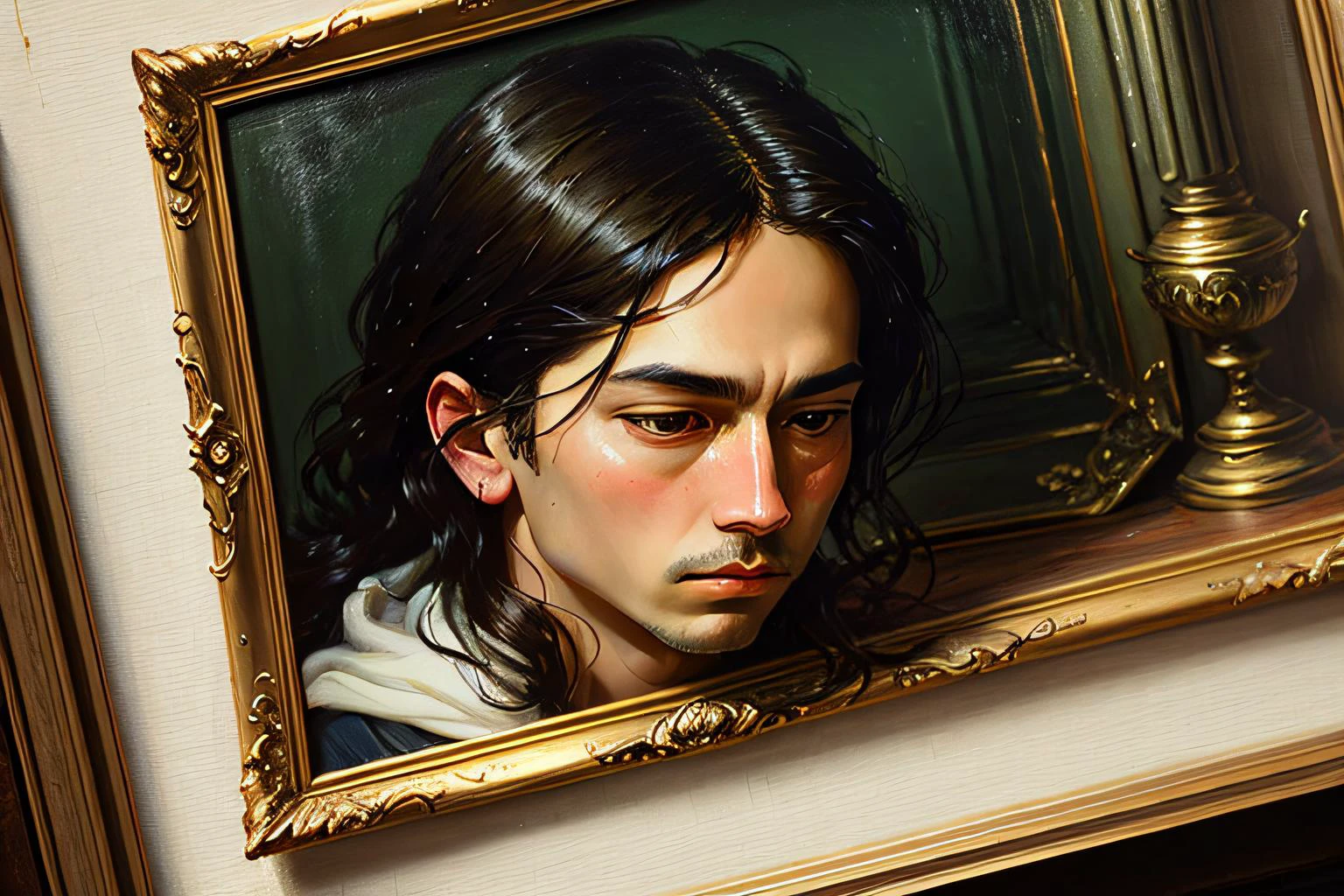 ((best quality)), ((masterpiece)), (detailed), (realistic), man ubiquitous oil painting, textured, Hopper, Rococo, Blur, Shadow