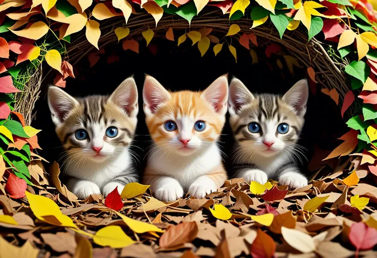 score_9, score_8_up, score_7_up,
Legend of Zelda style, three kittens hiding in a pile of leaves, garden, autumn
. vibrant, fantasy, detailed, epic, heroic, reminiscent of The Legend of Zelda series