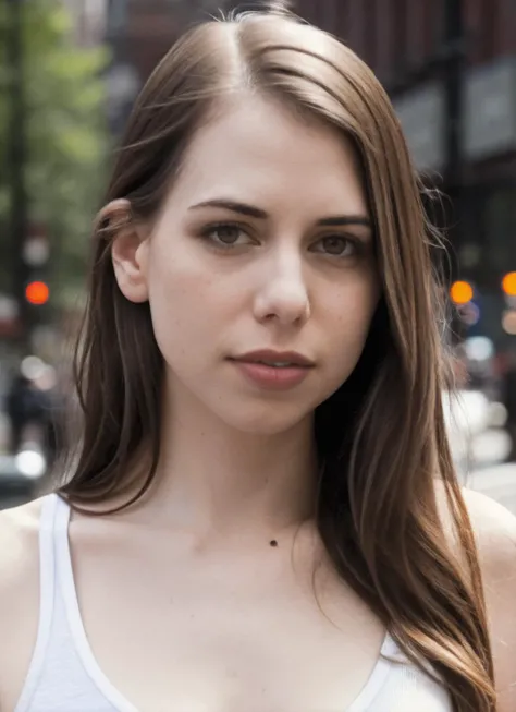 photo of sks woman, pale skin, working class in new york city, upper body, detailed skin, 20 megapixel, canon eos r3, detailed skin, detailed, detailed face, <lora:locon_laurabailey_v1_from_v1_64_32:1.25>