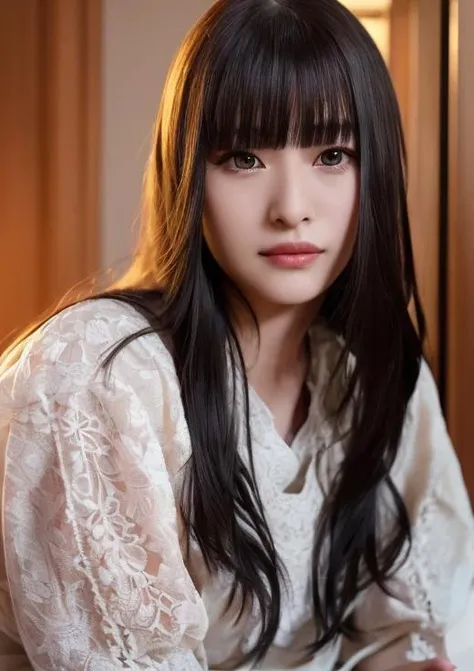 okuraasca, long hair, best lighting, cinematic lighting, (RAW photo, best quality),masterpiece, an extremely delicate and beautiful, extremely detailed, Amazing, finely detail, ultra-detailed, highres, beautiful detailed girl, detailed face, extremely detailed face, extremely detailed eyes and face, beautiful detailed nose, beautiful detailed eyes, slender body, <lora:ASCA_lora:0.8>, live concert, concert, indoors,